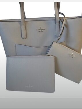 Kate Spade-3pc Staci Large Tote Bag Set (Mountain Gray )